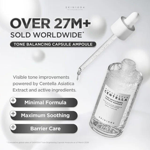 آمپول روشن‌کننده و متعادل‌کننده پوست سنتلا SKIN1004 | Tone Brightening Capsule Ampoule
