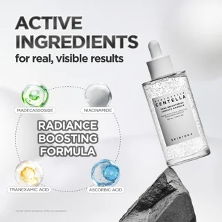 ترکیبات مؤثر آمپول روشن‌کننده سنتلا SKIN1004 | نیاسینامید، ترانگزامیک اسید و ویتامین C